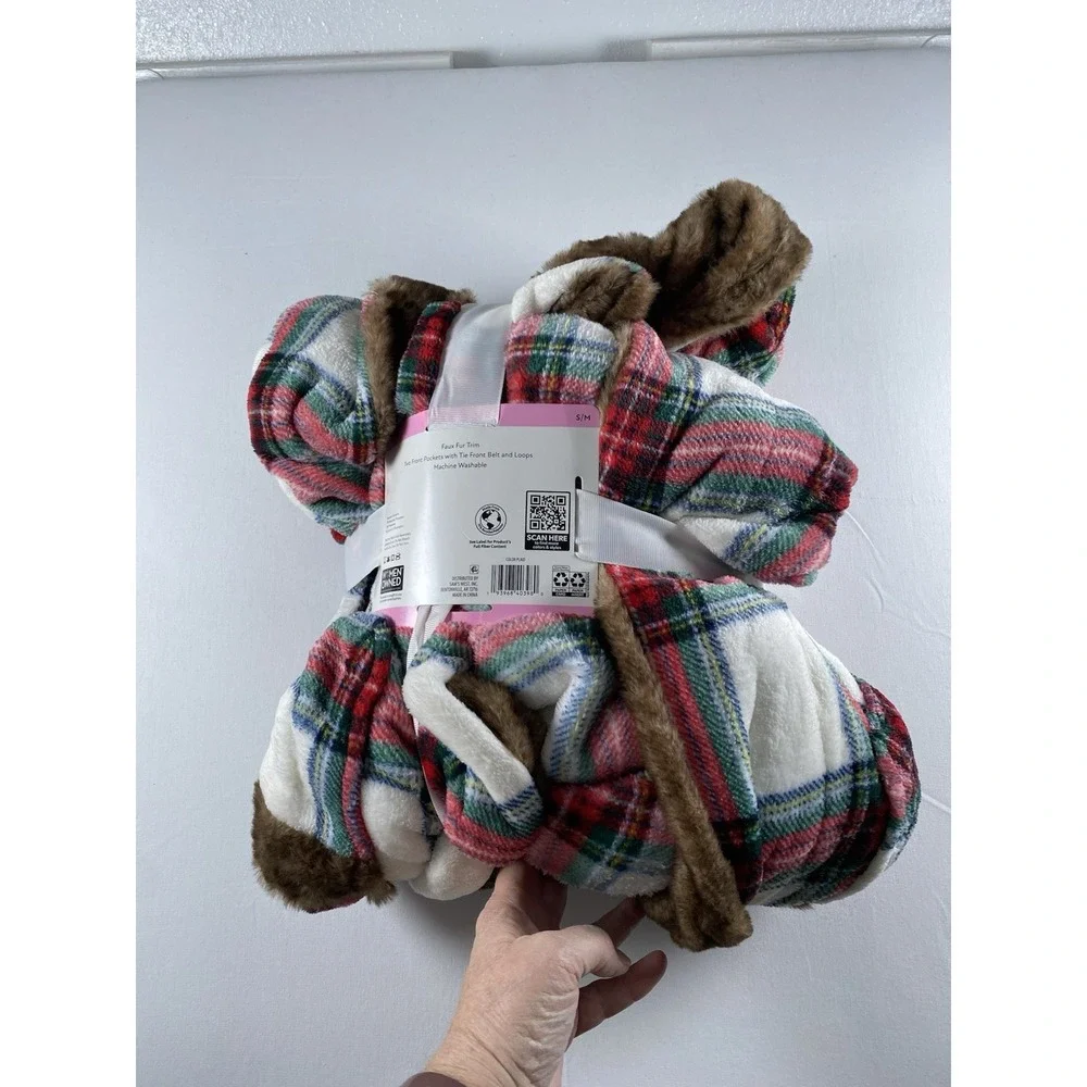 Member's Mark Ladies Luxury Plush Robe Plaid Small/Medium‎